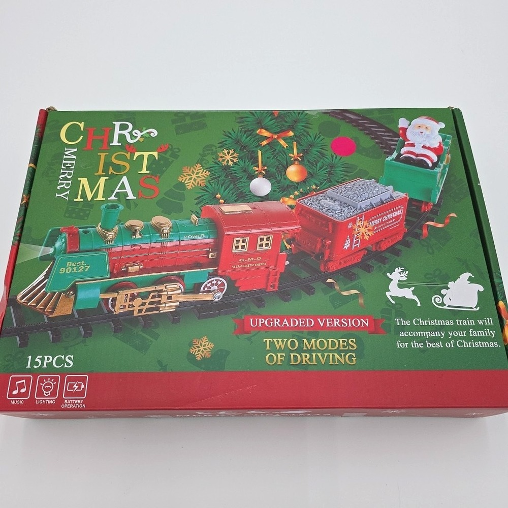 Merry Christmas Toy Train Set Upgraded Version Headlights And Sounds *TESTED*